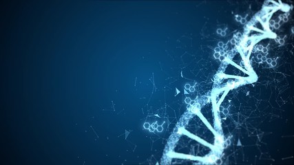 Abstract animation of digital DNA construction. Science animation. Conceptual design of genetics information.
