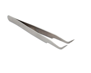 Stell tweezers isolated on white background.