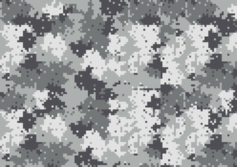 abstract square 8 bit art camouflage military pattern, skin texture Gray color, fashion fabric printing vector illustration.