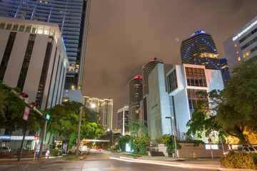 Fototapeta na wymiar SE 10th Street Brickell Miami FL at night