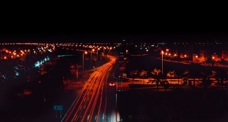 Fototapeta na wymiar traffic in city at night long exposure