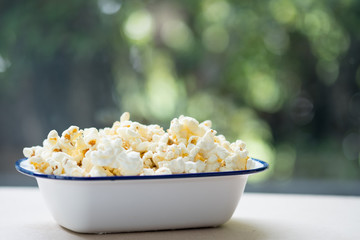 Bowl of salty popcorn