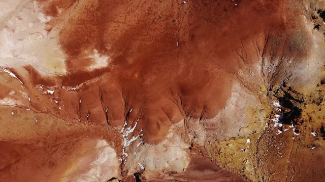 Fiery mountains in spring vertical aerial shot