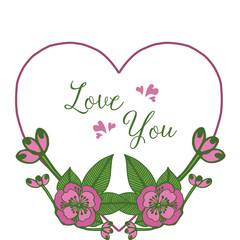 Design your greeting card love you, with pattern art of wreath frame. Vector