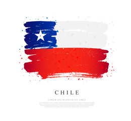 Chile flag. Brush strokes are drawn by hand. Independence Day.