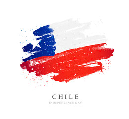 Chile flag. Vector illustration on a white background. - obrazy, fototapety, plakaty