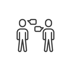 People with dialog speech bubble line icon. discussion linear style sign for mobile concept and web design. Speaking people outline vector icon. Symbol, logo illustration. Vector graphics