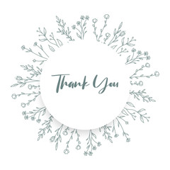 thank you card with circle leaf ornament