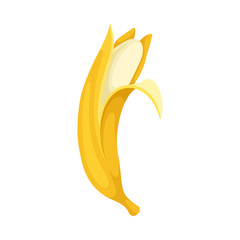 Banana peeled bit. Vector illustration on a white background.