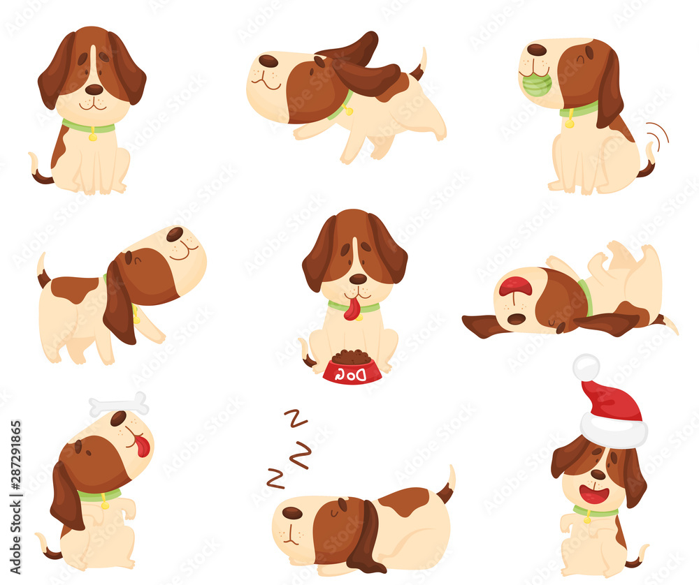 Poster set of cute puppies. vector illustration on a white background.