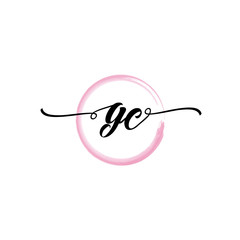 GC initial handwriting logo template. round logo in watercolor color with handwritten letters in the middle. Handwritten logos are used for, weddings, fashion, jewelry, boutiques and business