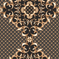 Seamless luxury baroque pattern with golden scrolls