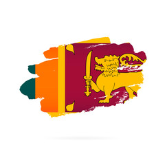 Flag of Sri Lanka. Vector illustration. Brush strokes