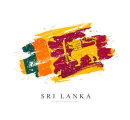 Flag of Sri Lanka. Vector illustration on a white background. - obrazy, fototapety, plakaty