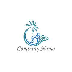 Palm and waves logo design inspiration
