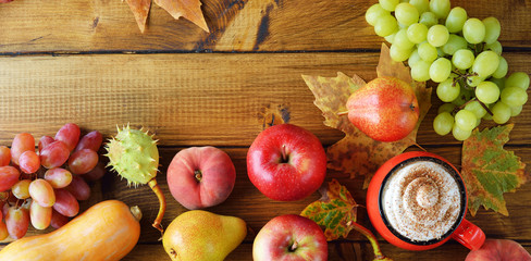 Autumn composition of various fruits