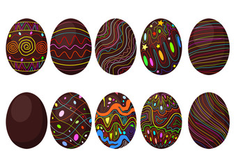 Easter egg chocolate and milk colorful design on white background illustration vector