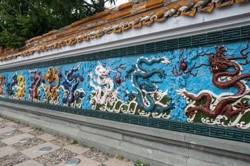 High relief with dragons on Liteyny Avenue. St. Petersburg