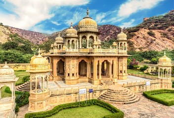 Chhatri of Gaitor, cenotaph for the royal family, Jaipur, Rajasthan, India,