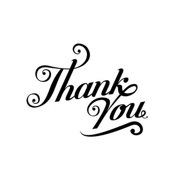 Thank You black handwritten inscription isolated on white. Thank you card Dark brush pen lettering design. Ink Vector illustration.