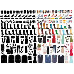 vector, isolated, set, fashion clothes collection