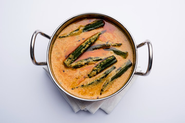 Hyderabadi Bhindi ka Salan or Okra salan made using ladies' fingers or ochro. Main course recipe...