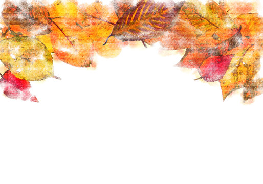 Autumn leave in watercolor style