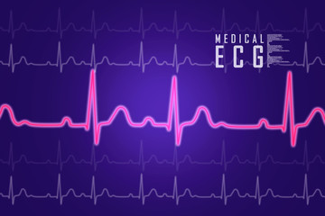 Naklejka premium Heart with cardiogram - 2D illustration