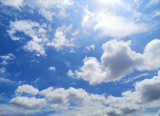 Stratocumulus white clouds in the blue sky natural background beautiful nature