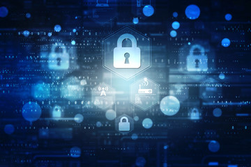 2d illustration Safety concept: Closed Padlock on digital background