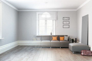 Fototapeta na wymiar Sofa im Wohnzimmer (Konzeption) - 3d Visualisierung