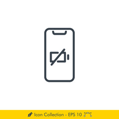 Low Battery Phone Icon / Vector - In Line / Stroke Design