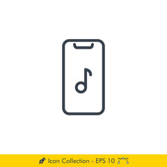 Phone Music App Icon / Vector - In Line / Stroke Design