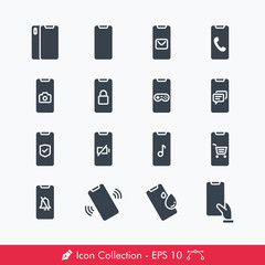 Smartphone (Mobile Phone) Related Icons / Vectors Set | Contains Such Phone, Call, Locked, Holding, Ringing, Game, Song, Camera, Chat, Silent, Shop, Chat, Message, Mail