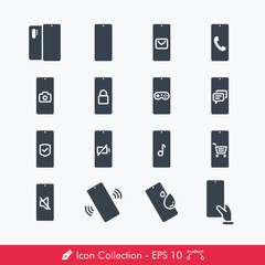 Mobile Phone Related Icons / Vectors Set | Contains Such Phone, Call, Locked, Holding, Ringing, Game, Song, Camera, Chat, Silent, Shop, Chat, Message, Mail