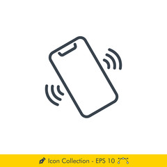 Vibrate Phone Icon / Vector - In Line / Stroke Design