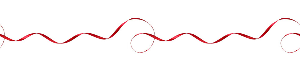 Curled red silk ribbon