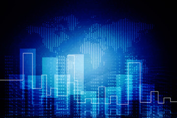 2d rendering Stock market online business concept. business Graph 