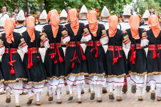 Bulgaria woman dancers participed street performance