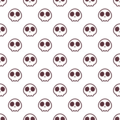 Seamless halloween pattern with cute sculls for greeting card, gift box, fabric, wallpaper, web design. Isolated on white.