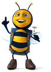 Fun backpacker bee - 3D Illustration