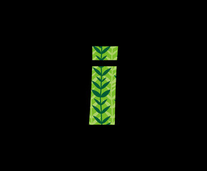 Green Nature I Letter Logo Icon, Green Grass Letter I Icon.