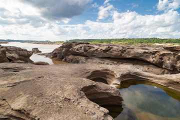 River Island. Rocks from water erosion. 