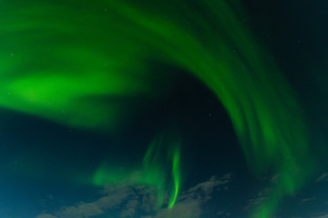 Northern lights, aurora in the sky at night.Horizontal .
