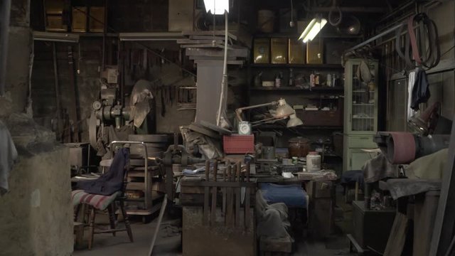 Messy and full cluttered storage room