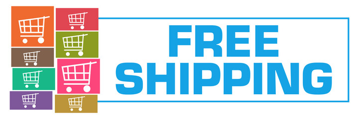 Free Shipping Colorful Shopping Carts Grid Left Box Horizontal 