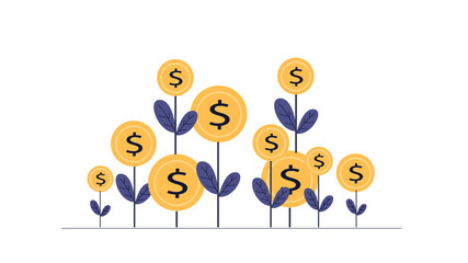 Money tree with watering can. Financial growth concept