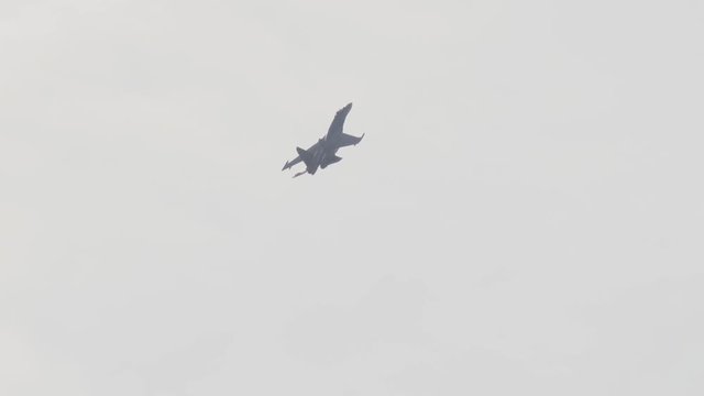 Flanker fighter performs aerobatics element