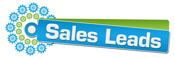Sales Leads Green Blue Gears Circular Label 
