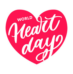 Vector illustration for World Heart Day lettering calligraphy